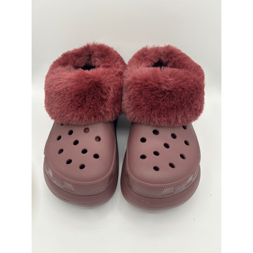 Crocs Classic Mammoth Luxe Burgundy Faux Fur Lined Platform Clogs 208446 M4 W6